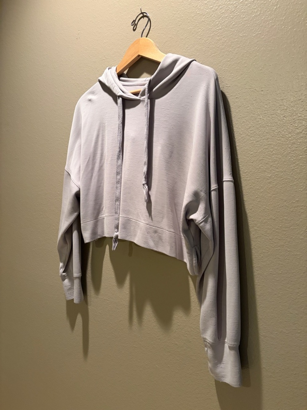 AS Revival Altar'd State Dreamluxe Cropped Hoodie Light Gray Modal Soft M - Picture 2 of 13